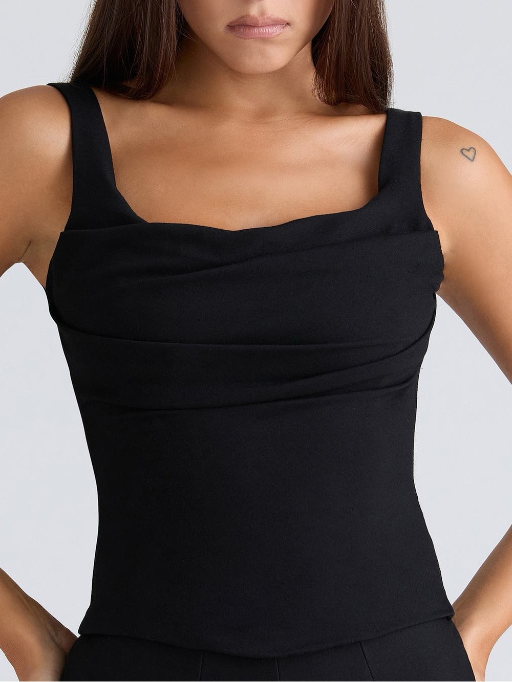 House of CB Drape Neck Tank in Black